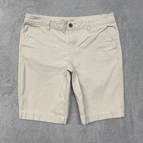 Eddie Bauer Shorts Womens 10 Beige Outdoor Performance Modest Bermuda Gorpcore - Picture 1 of 8